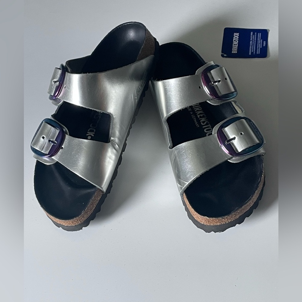 BIRKENSTOCK Arizona Big Buckle Natural Leather - Metallic Silver - Picture 4 of 16